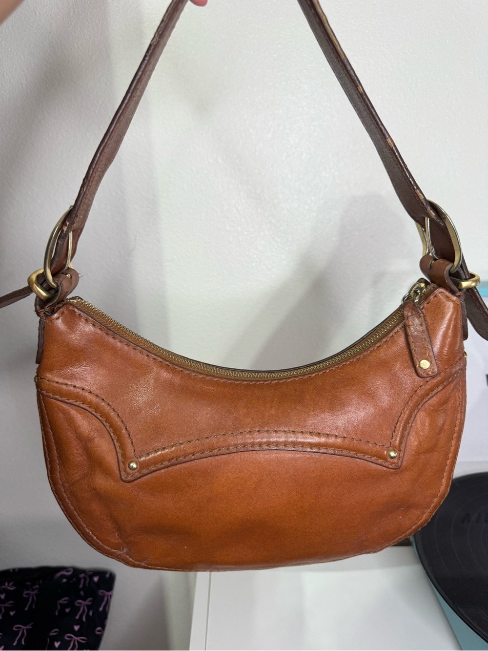 Michael Kors Leather Shoulder Bag in Cognac Brown